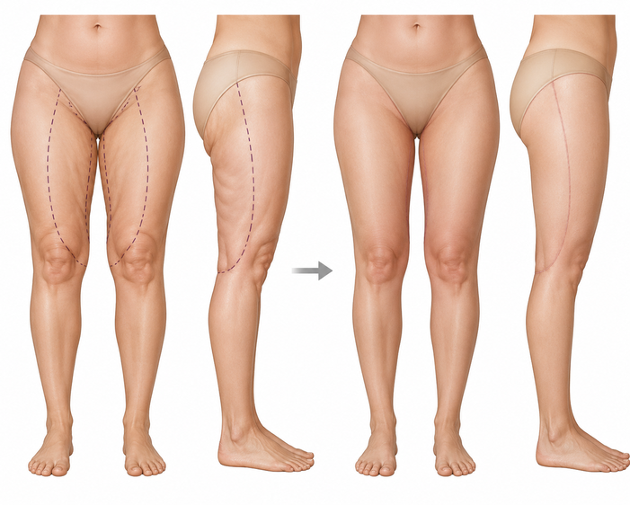 Surgeon consulting a patient about Thigh Lift